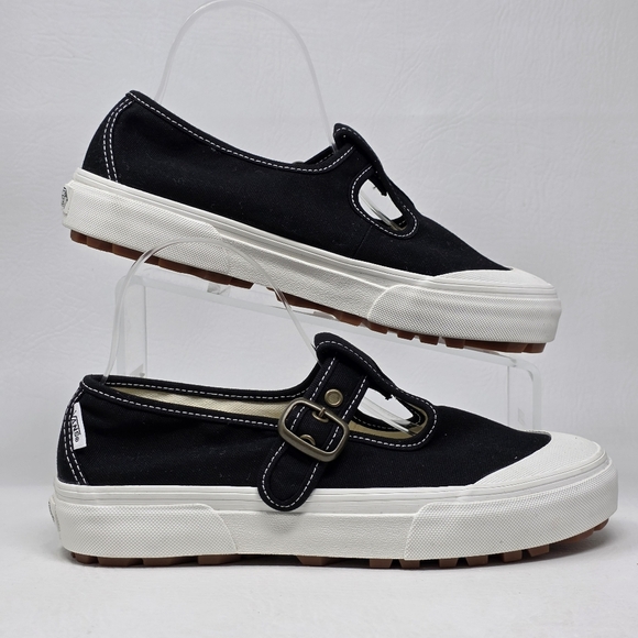 Vans Style 93 Mary Jane Black Slip-Ons Shoes Womens Sz 8.5 White Lug Outsole New - Picture 2 of 11